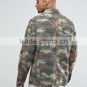 Custom Best Price High Quality Unlined Design Durable Functional Pockets Point Collar 100% Cotton Woven Camo Casual Men Jacket photo-2