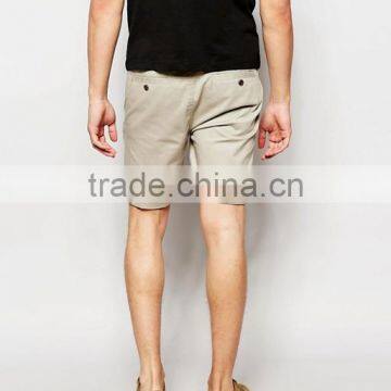 Custom Side Slant Pocket Men's Grey Blank Slim Fit 65% Cotton 35% Polyester Stretch Twill Concealed Fly Casual Shorts photo-2