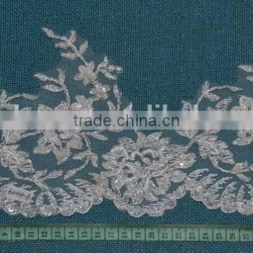 Luxury Design pearl embroidery bridal lace trim