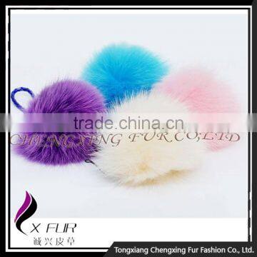 CX-P-23 High Quality Fashion Cute Fox Fur Ball Ring Pendant Pom Pom Custom Keychain photo-4