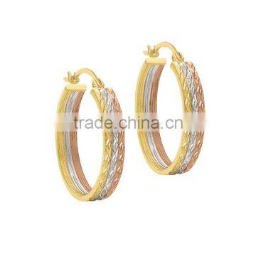 Artificial Gold Plated Tri Tone Hoop Earrings