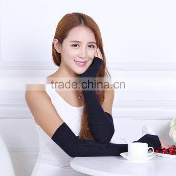 2016 New Design Elbow Length Winter Fingerless 100% Cashmere Gloves Wholesale Knitting Pattern photo-3