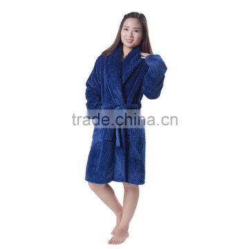 Navy Color Women Fleece Sexy Night Wear Dress photo-2