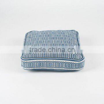 Navy Blue and Light Blue Geometric Square Dog Bed photo-4