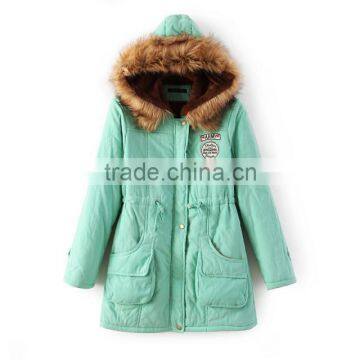 Womens Hooded Warm Winter Coats Faux Fur Lined Parkas Black Pink Green Blue Red photo-3