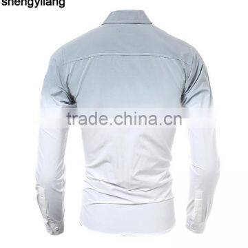 Custom Men's Gradient Tie Dye Printing Long Sleeves Dress Shirts in Guangzhou photo-3