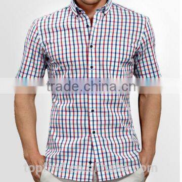 2016 new design fashionable style slim fit plaids short shirts for men