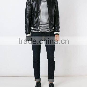 Newly Arrived Wholesale Plain Dyed Men Embossed Genuine Leather Italian Leather Coats photo-2