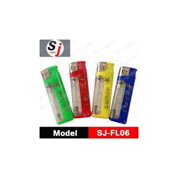 Plastic electronic lighter for man with flashlight