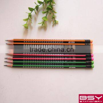 12pcs HB striped pencils with eraser in pvc boxs