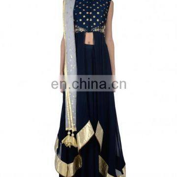 Dusk Blue Kurta and Lengha Set with Embellished Bodice