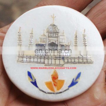 Marble Inlay Plate, Marble Inlaid Plate, Taj Mahal Carved Inlay Box