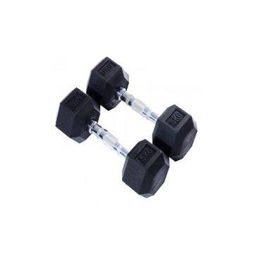 Hot selling 5KG Black Rubber Hex Dumbbell