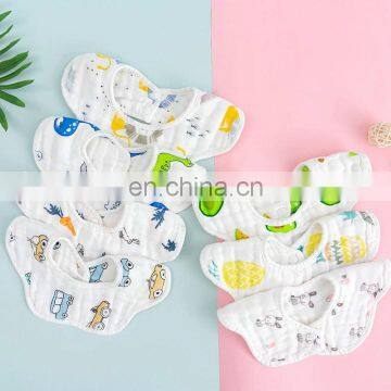 360 Degree Rotate Soft Absorbent Cotton Six Layers Muslin Fabric Flower Shape Neck Baby Bibs Drool for Boys and Girls