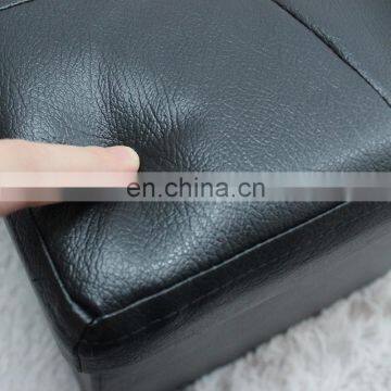 Furologee High Quality PVC Faux Leather Foot Rest Stool Seat Black Square Foldable Home Storage Ottoman photo-7