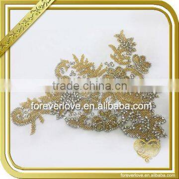 China manufacturer wholesale gold AB color wedding bridal applique FHA-049                        
                                                                                Supplier's Choice