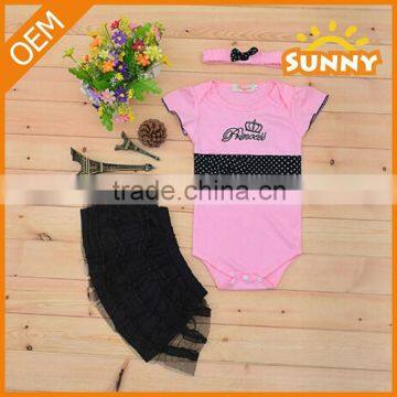 2015 Hot Selling Baby Girl Clothing Set Romper Skirtew Arrival Caters Factory