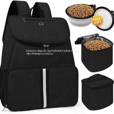 Pet Supplies Backpack new pet carrier with 2 Silicone Collapsible Bowls and 2 Food Baskets.