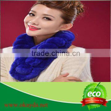 Ladies blue rex rabbit fur scarf