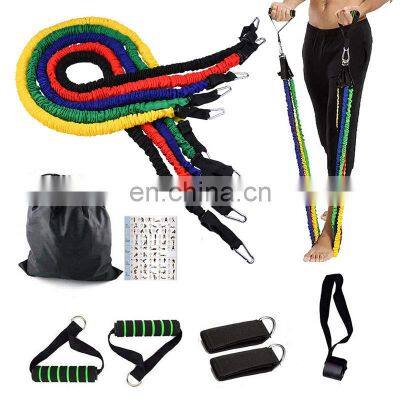 Resistance Bands Set 10 PCS Workout Muscle Exercise Natural Latex Bands Door Anchor Handles Fitness Home Gym Boxing MMA Training