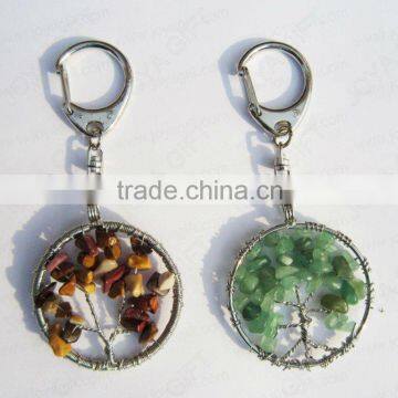 Round shape Gemstone keychain,gemstone pendant keyrings,stone key chain-lucky key chain