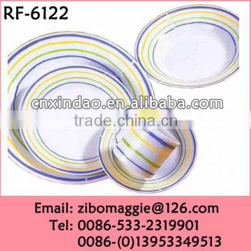 Stripe Designed Round 20pcs Wholesale Custom Made Daily Ceramic Tableware