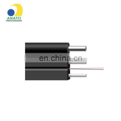 indoor outdoor Flat steel wire 1 core 2 core optical fiber G657A FTTH drop for fiber optic equipment onu GPON EPON