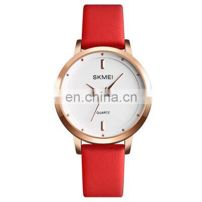 Luxury Brand SKMEI 1457 Leather Women Watches Female Quartz Wristwatches Ladies