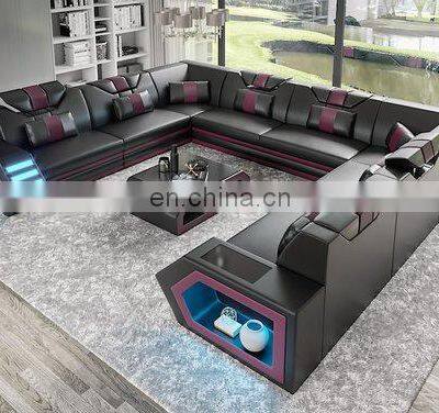 New Home Needed Living Room Beautiful Sectional Sofa Set Furniture With LED Light photo-4
