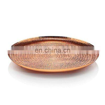 copper plated hammerred serving tray for table