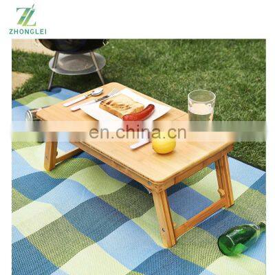 Laptop Desk Table Adjustable 100% Bamboo Foldable Breakfast Serving Bed Tray w' Tilting Top Drawer photo-5