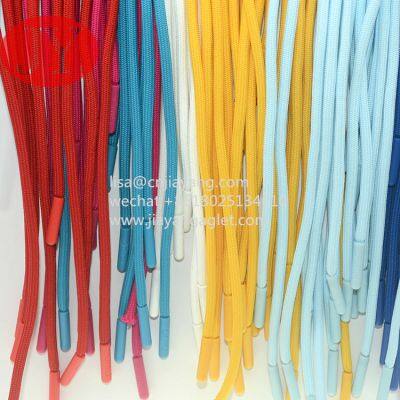 jiayang shoestring plastic aglet tip round polyester rope aglet for hoodie/sport pants