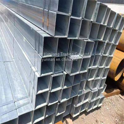 Yunnan Q235 square tube wholesale hot dip galvanized square tube 40 * 80 * 3 square tube Kunming sales square tube