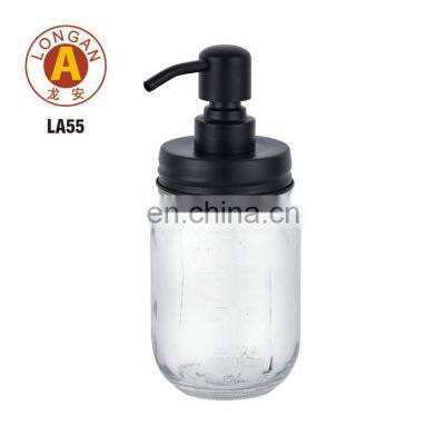 Wholesale Glass Pump Mason Jar Soap Dispenser with Stainless Steel Pump PUMP Sprayer High Quality Mason Jar Matte Guangdong