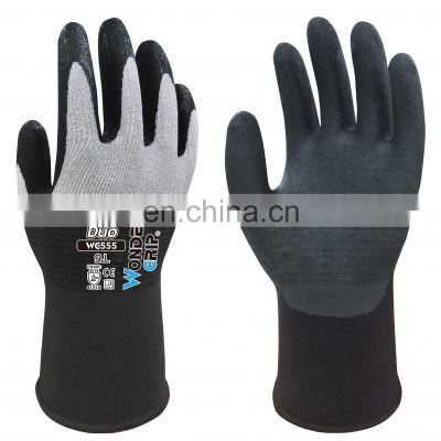 WG-555 Gray Nylon Spandex Nitrile Micro Foam High Flex Oil Gas Safety Gardening Work Gloves