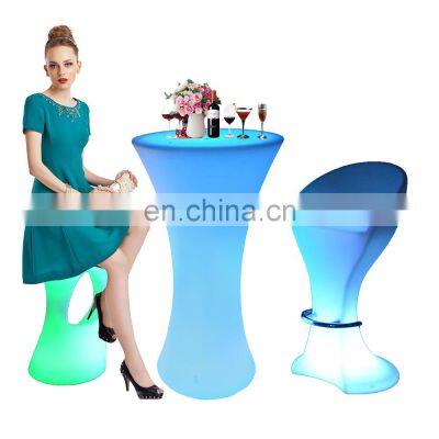 coffee table with stools /PE RGB color changed LED night club furniture catering cafe bar chair& table Bar Furniture Sets