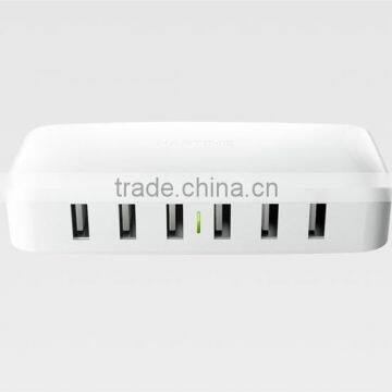 6 Port 48W USB Desktop High Speed Charging Station with Intelligent Auto Detect Technology