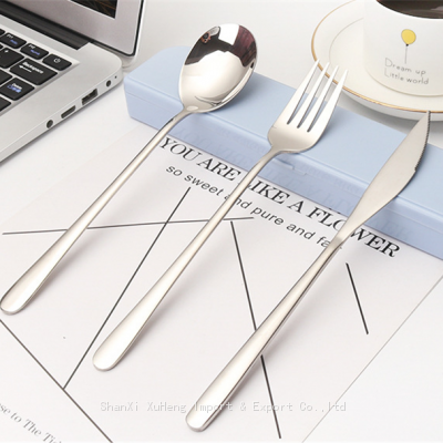 304 Stainless Steel Silver Colored Flatware Knife Fork And Spoon Cutlery Set For Kitchen