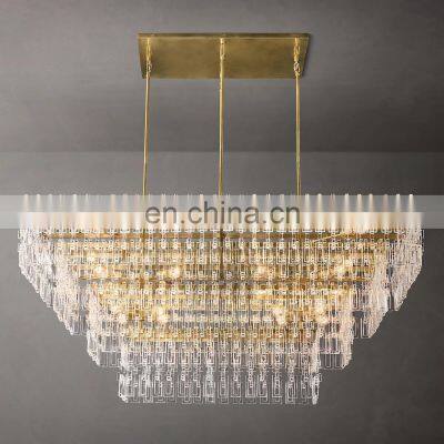 Marignan Four-Tier Rectangular Crystal Industrial Chandelier  For Living Room Hotel Ceiling Home Decor Hang Lighting