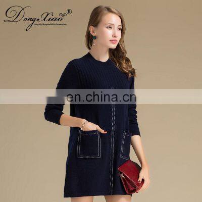 OEM Casual Long Woman Pullover High Quality Cashmere Wool Knit Sweater