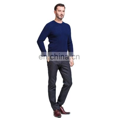 High Quality 100% Merino Wool Crew Neck Cable Knitted Pullover Sweater for Men for Winter