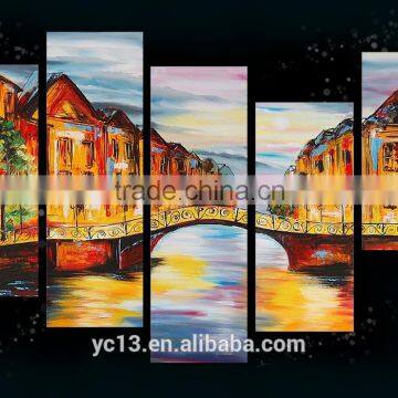 5pcs panel hotel decor handmade oil painting