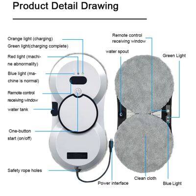 The Most Popular Drone Window Cleaning Robot in 2024, Atomized Dual Water Spray 3800pa Suction Electric Window Cleaning Machine photo-5