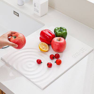 Ripple Pattern Wave Engraving Diatomite Stone Kitchen Dish Drying Mat photo-5