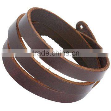 Mens Black Hoops Style Genuine Leather Bracelet Cuff