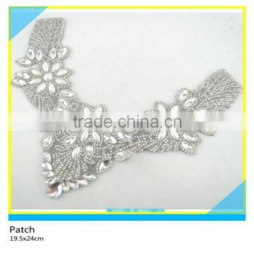Hot Fix Crystal Rhinestone Applique Heart Shape Shiny Rhinestone Patch 11x21.5cm photo-2
