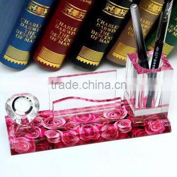 bright rose crystal pen holder for office decoration & wholesale