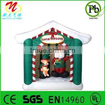 Gemmy Christmas decoration inflatable Santa's lighted workshop house