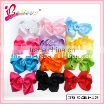 2015 New Special Design 4 Inch Ribbon Bow Green Hair Accessories (XH11-1176) photo-6