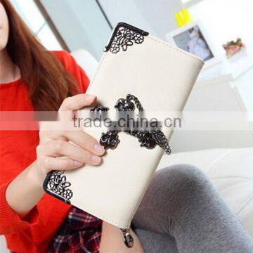 2014 Best Selling women PU Leather cross pattern clutch bag lady wallet